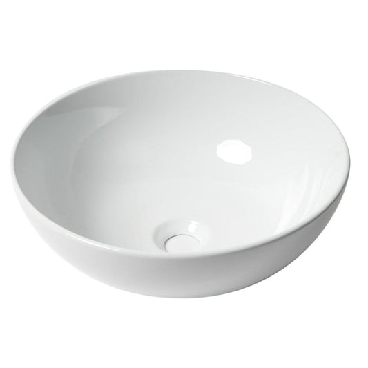 ALFI Brand ABC905 15" White Above Mount Vessel Round Bowl Ceramic Bathroom Sink