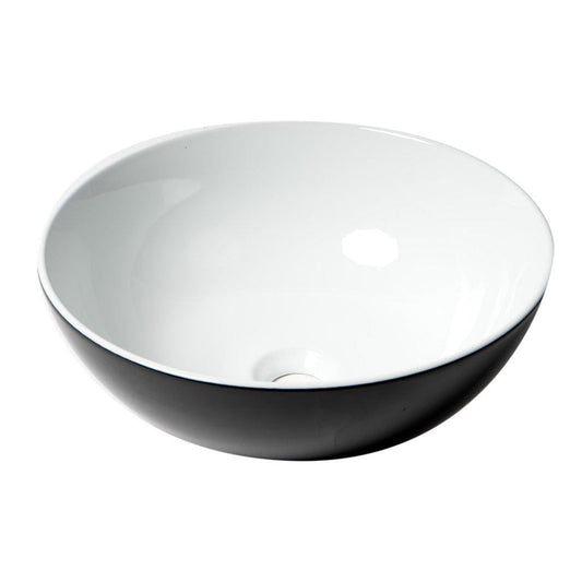 ALFI Brand ABC906 15" Black and White Above Mount Round Ceramic Bathroom Sink