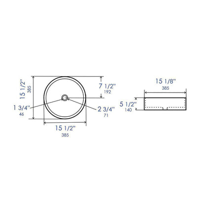 ALFI Brand ABC907-BM 16" Black Matte Above Mount Round Ceramic Bathroom Sink