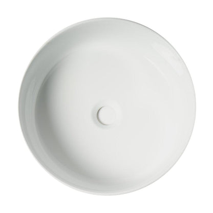 ALFI Brand ABC907-W 16" White Above Mount Round Ceramic Bathroom Sink