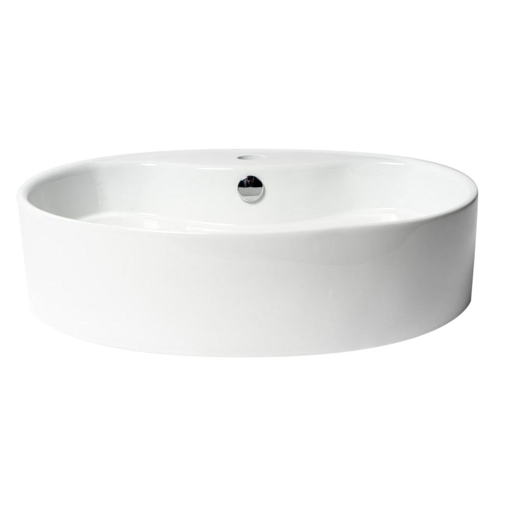 ALFI Brand ABC910 22" White Above Mount Oval Ceramic Bathroom Sink With Single Faucet Hole and Overflow