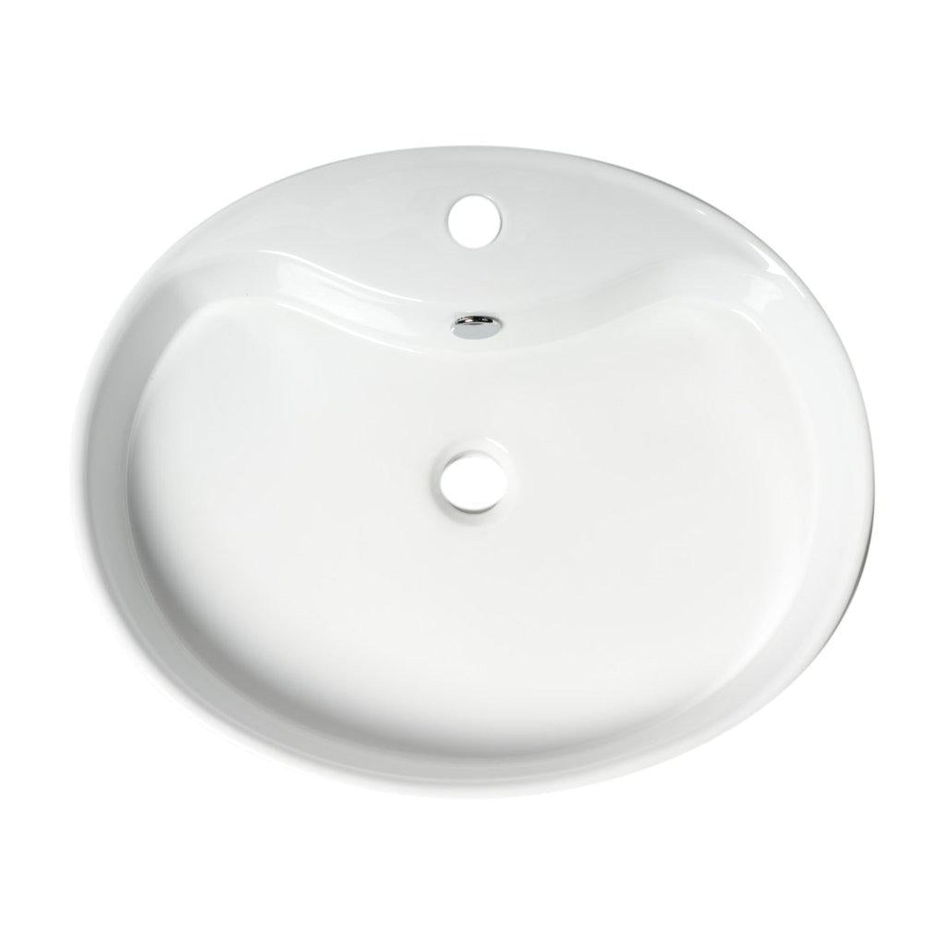 ALFI Brand ABC910 22" White Above Mount Oval Ceramic Bathroom Sink With Single Faucet Hole and Overflow