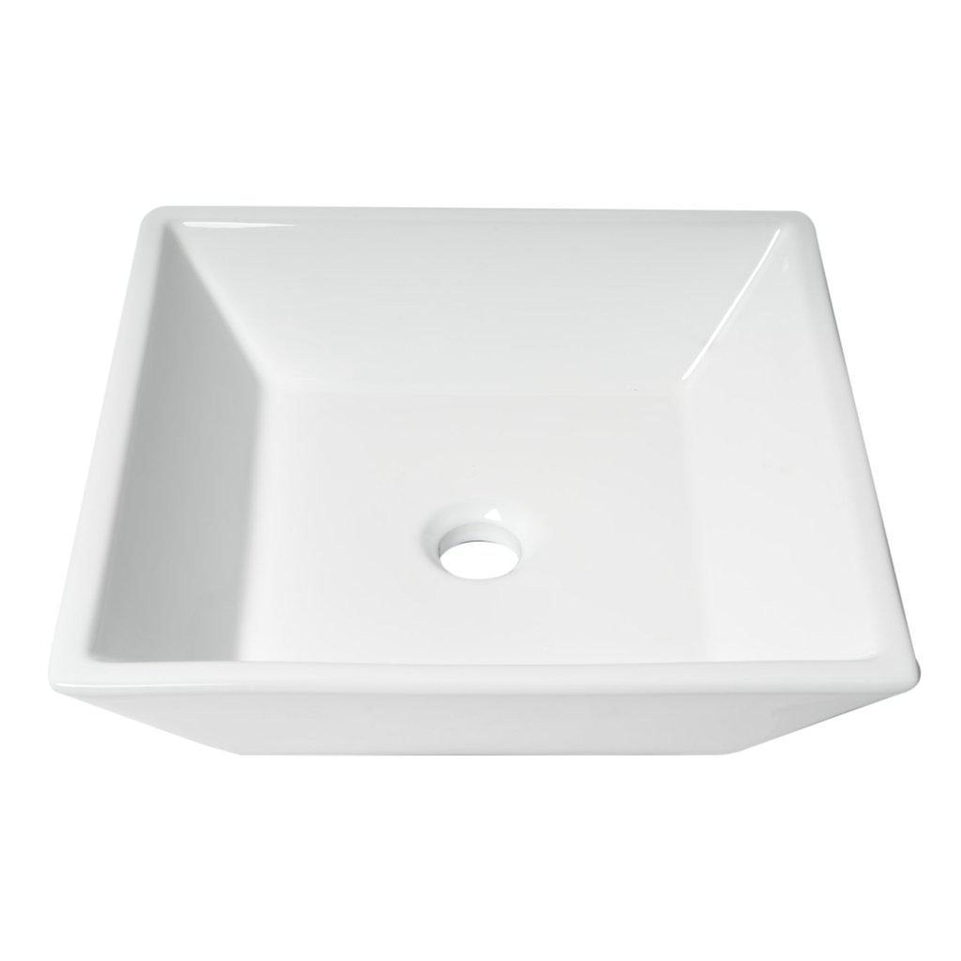 ALFI Brand ABC912 17" White Above Mount Square Ceramic Bathroom Sink
