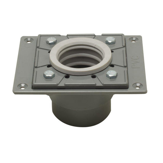 ALFI Brand ABDB55 Square PVC Shower Drain Base With Rubber Fitting
