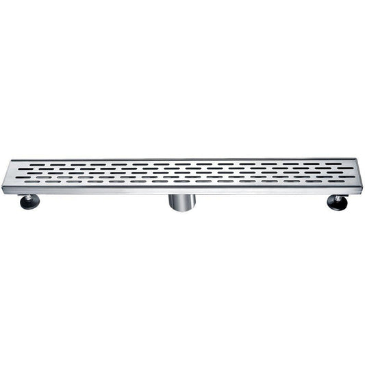 ALFI Brand ABLD24C-BSS 24" Brushed Stainless Steel Rectangle Linear Shower Drain With Groove Holes
