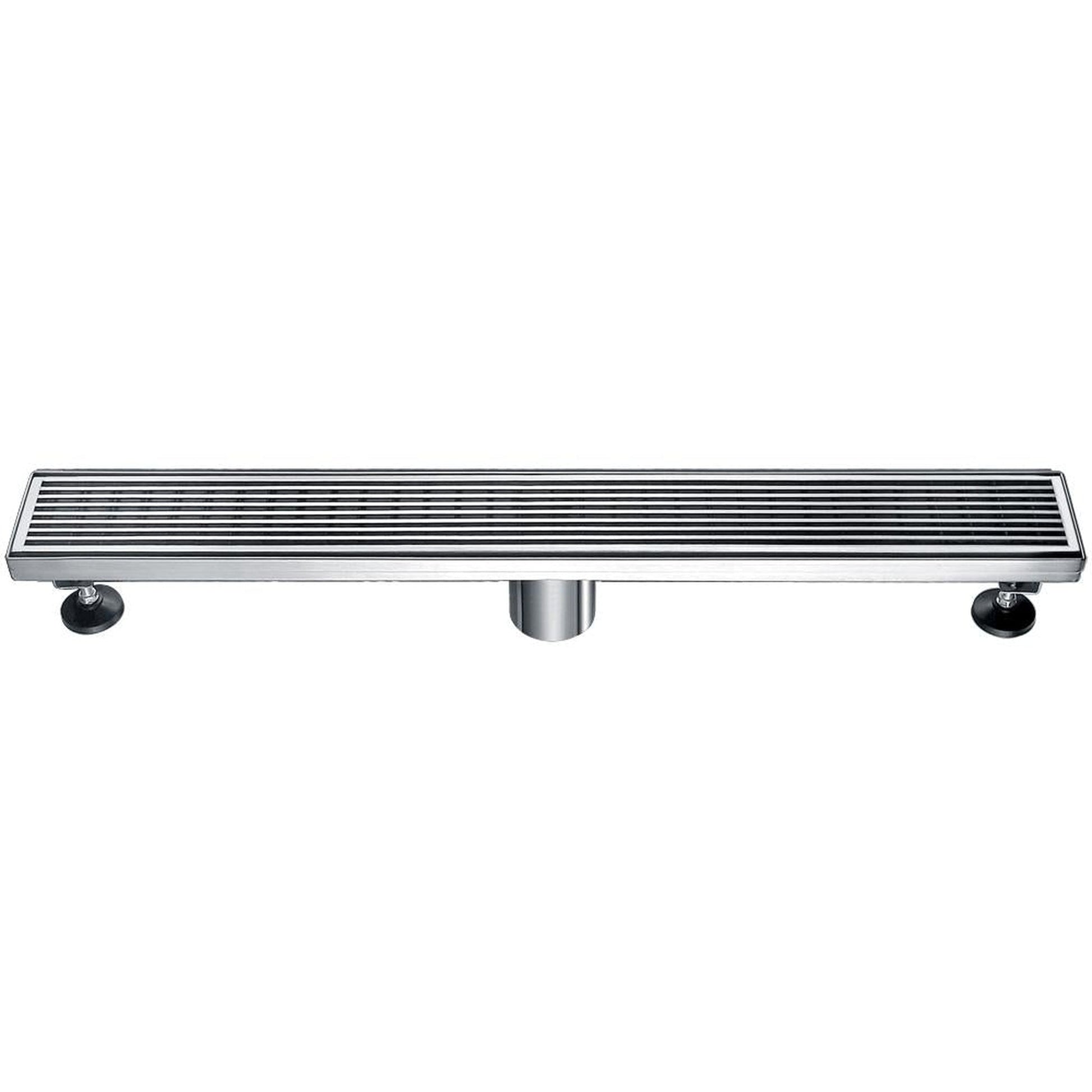 ALFI Brand ABLD24D 24" Brushed Stainless Steel Rectangle Linear Shower Drain With Groove Lines