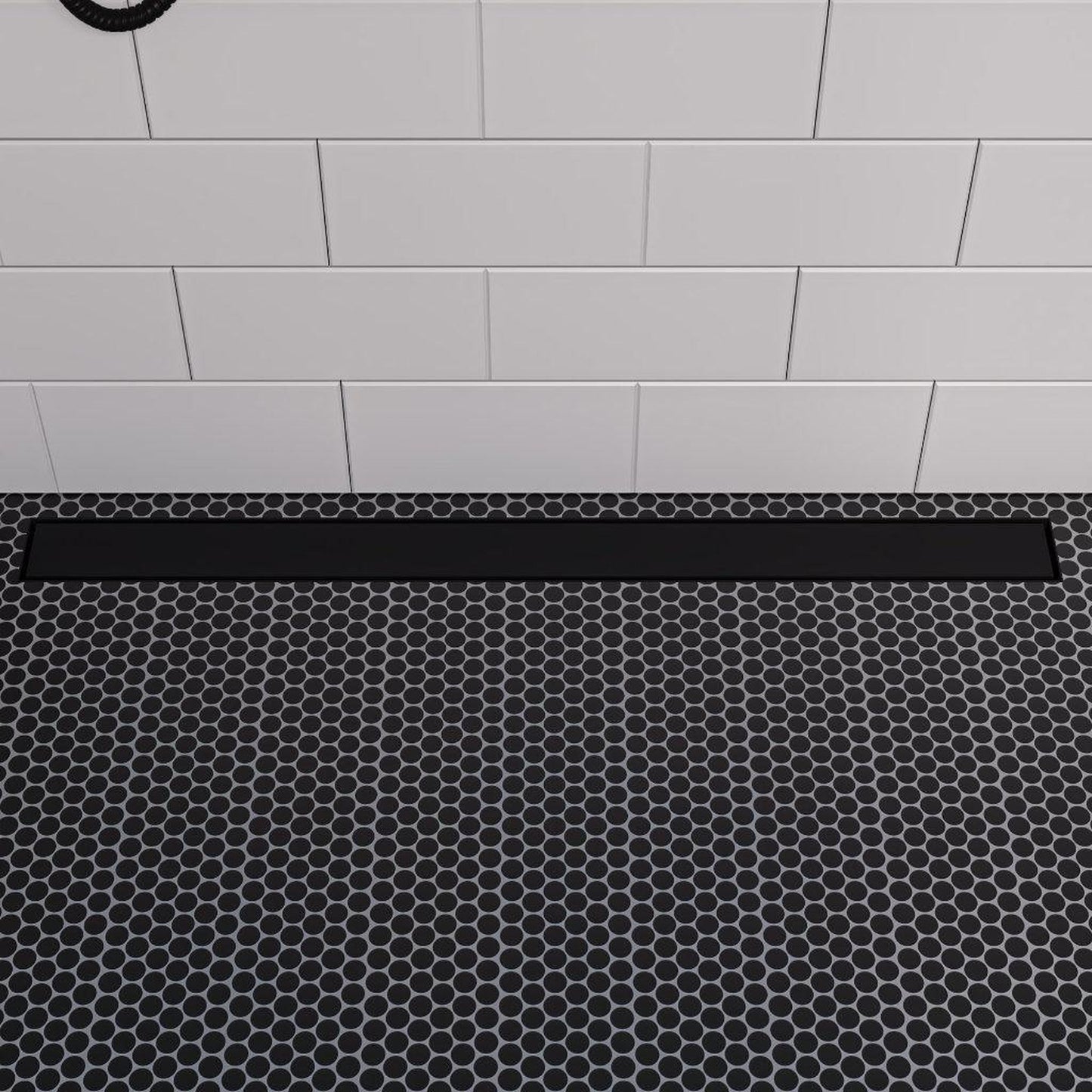 ALFI Brand ABLD36B-BM 36" Black Matte Stainless Steel Rectangle Linear Shower Drain With Solid Cover