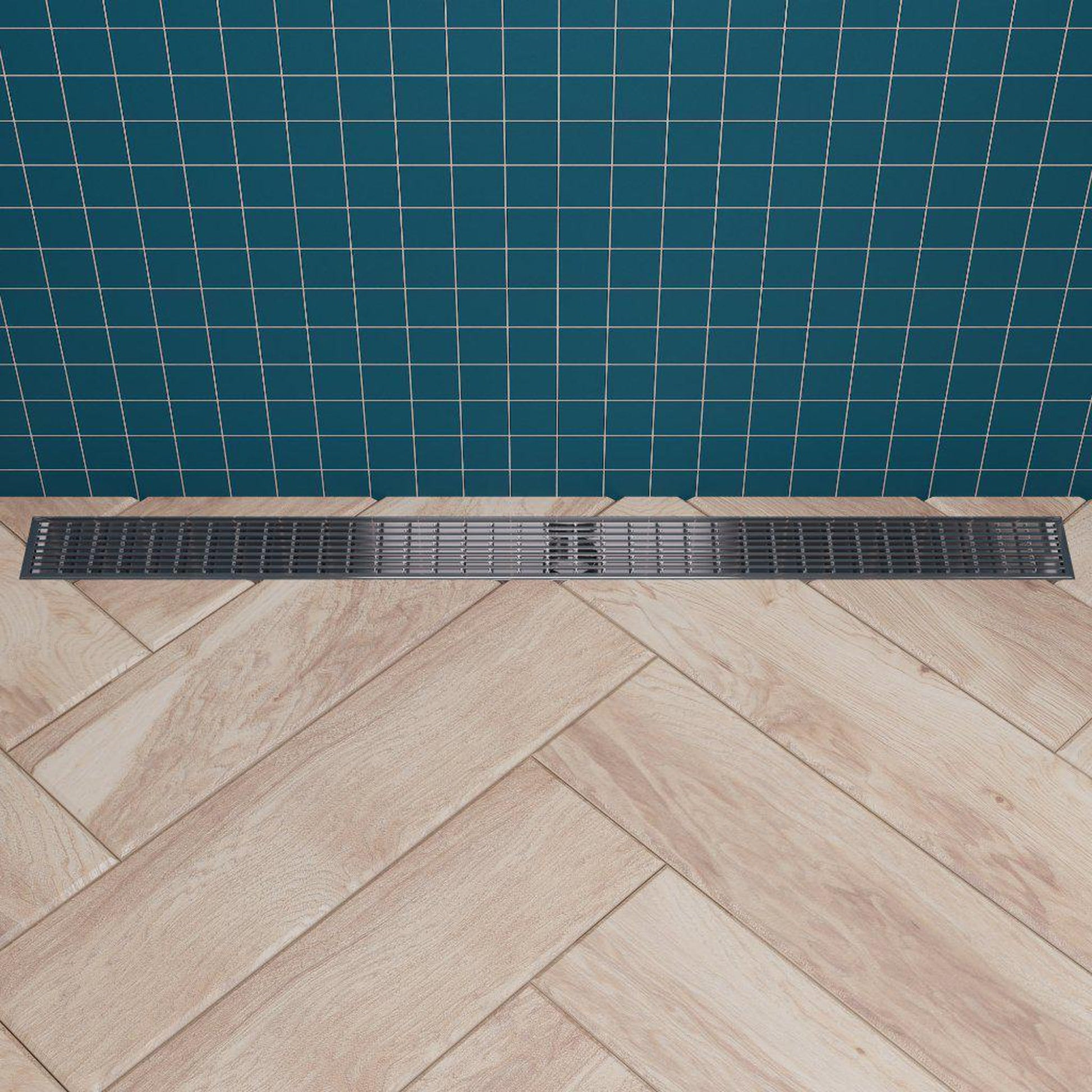 ALFI Brand ABLD36D 36" Brushed Stainless Steel Rectangle Linear Shower Drain With Groove Lines