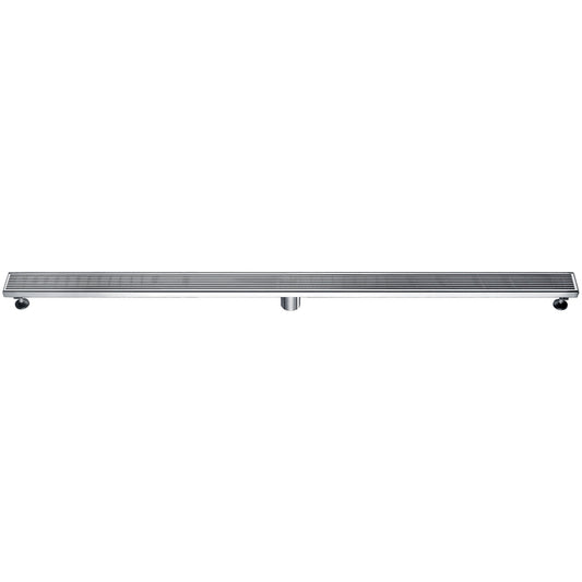 ALFI Brand ABLD59D 59" Brushed Stainless Steel Rectangle Linear Shower Drain With Groove Lines