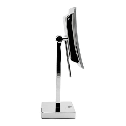 ALFI Brand ABM8FLED-PC 8" Polished Chrome Freestanding Tabletop Square 5x Magnifying Cosmetic Mirror With Light