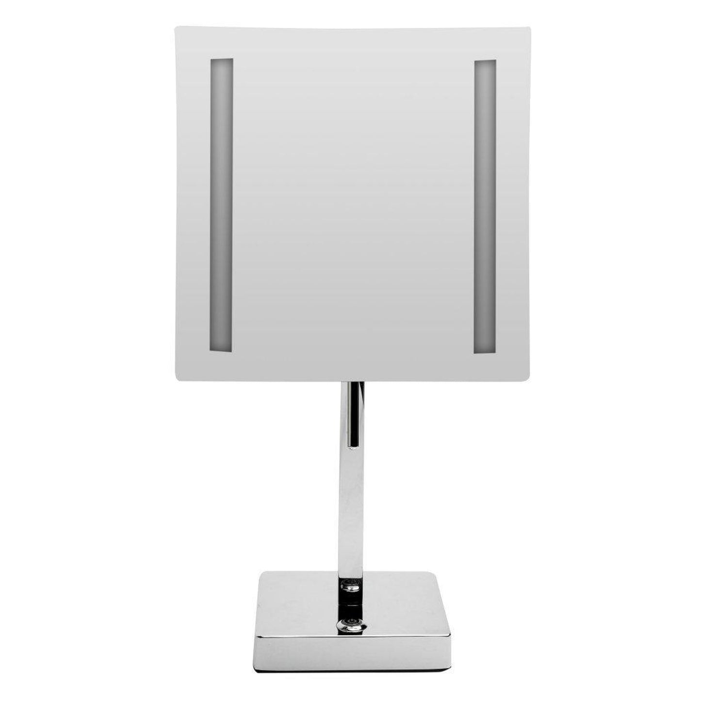 ALFI Brand ABM8FLED-PC 8" Polished Chrome Freestanding Tabletop Square 5x Magnifying Cosmetic Mirror With Light