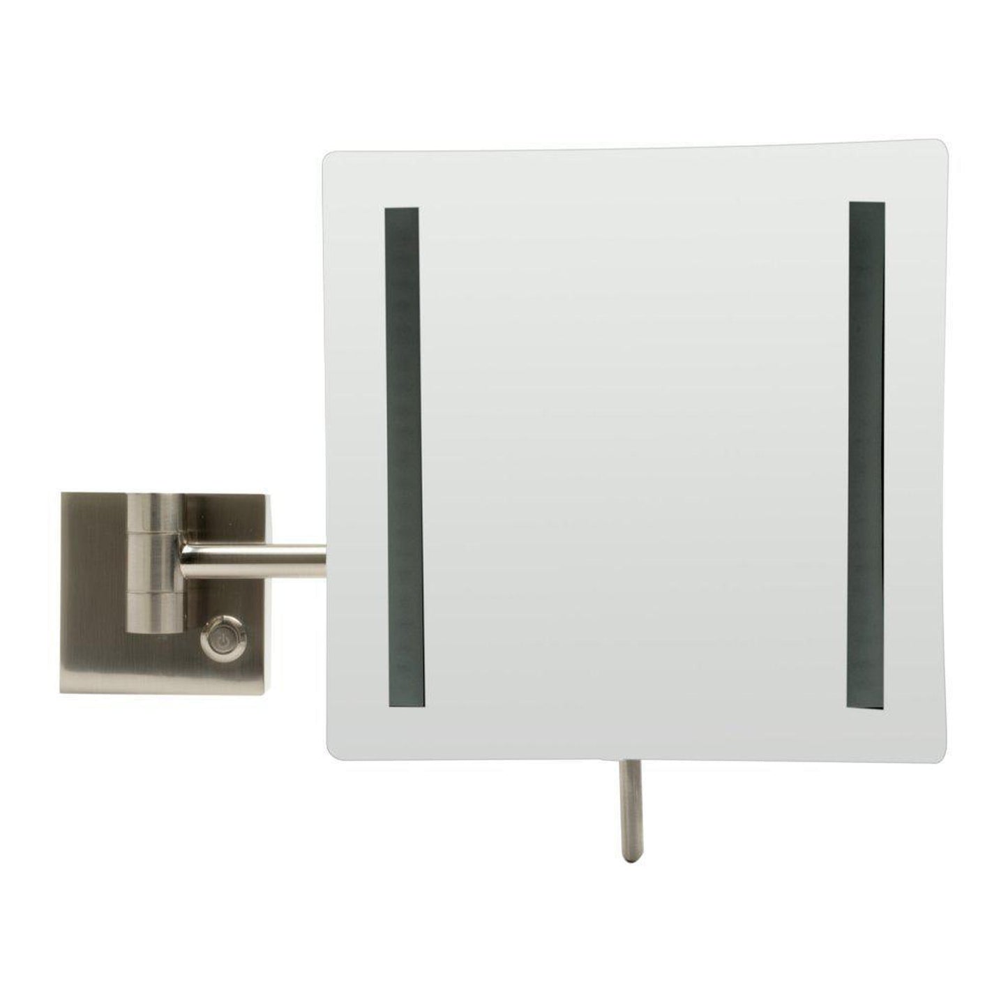 ALFI Brand ABM8WLED-BN 8" Brushed Nickel Wall-Mounted Square 5x Magnifying Cosmetic Mirror With Light