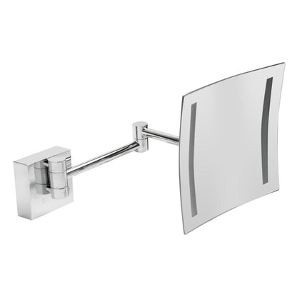ALFI Brand ABM8WLED-PC 8" Polished Chrome Wall-Mounted Square 5x Magnifying Cosmetic Mirror With Light