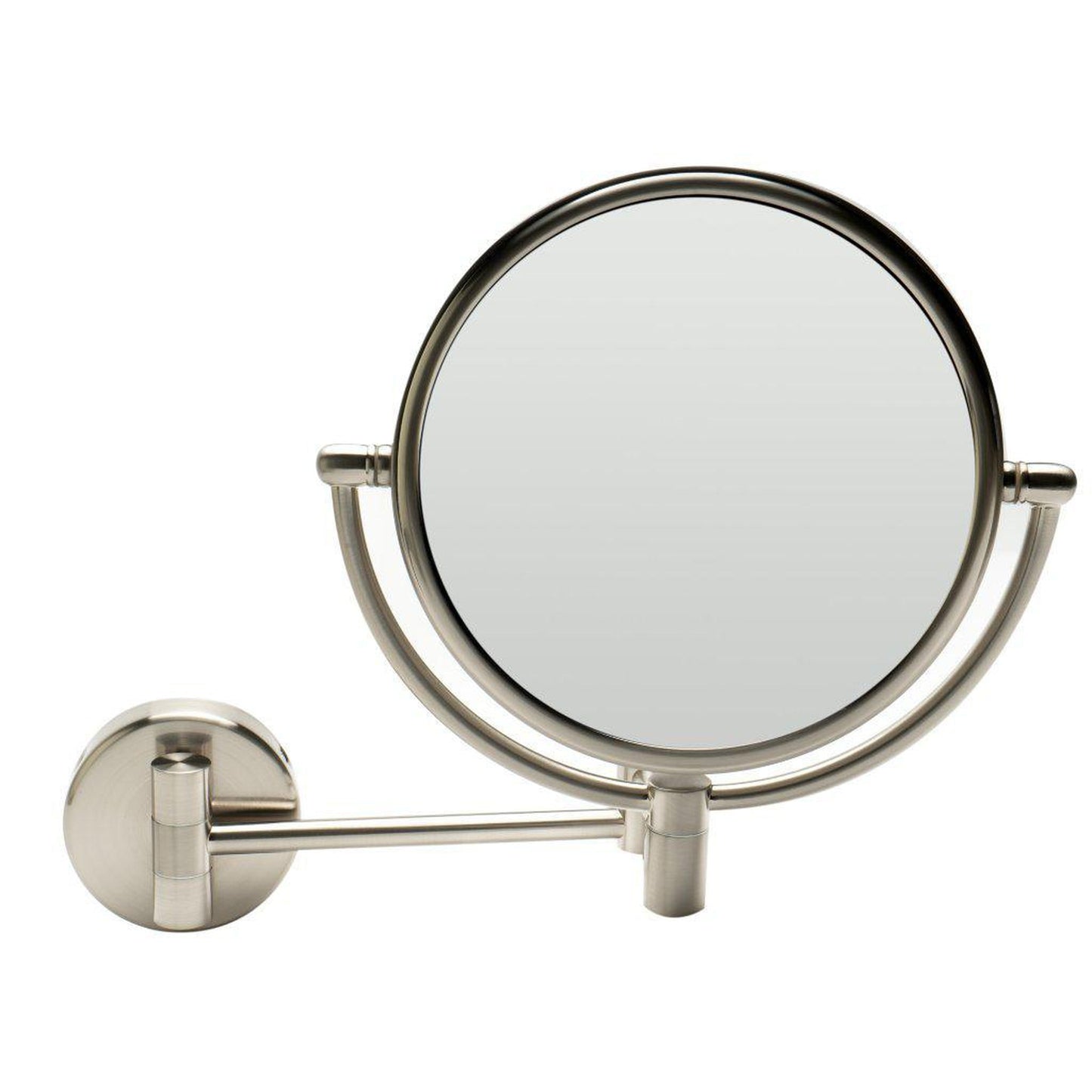 ALFI Brand ABM8WR-BN 8" Brushed Nickel Wall-Mounted Round 5x Magnifying Cosmetic Mirror