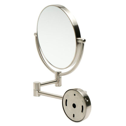 ALFI Brand ABM8WR-BN 8" Brushed Nickel Wall-Mounted Round 5x Magnifying Cosmetic Mirror