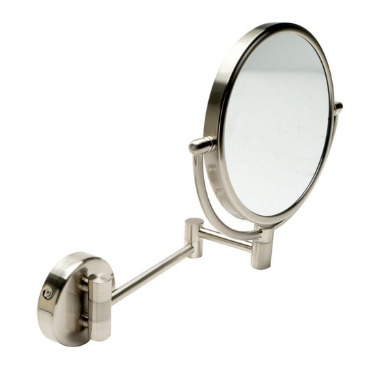 ALFI Brand ABM8WR-BN 8" Brushed Nickel Wall-Mounted Round 5x Magnifying Cosmetic Mirror