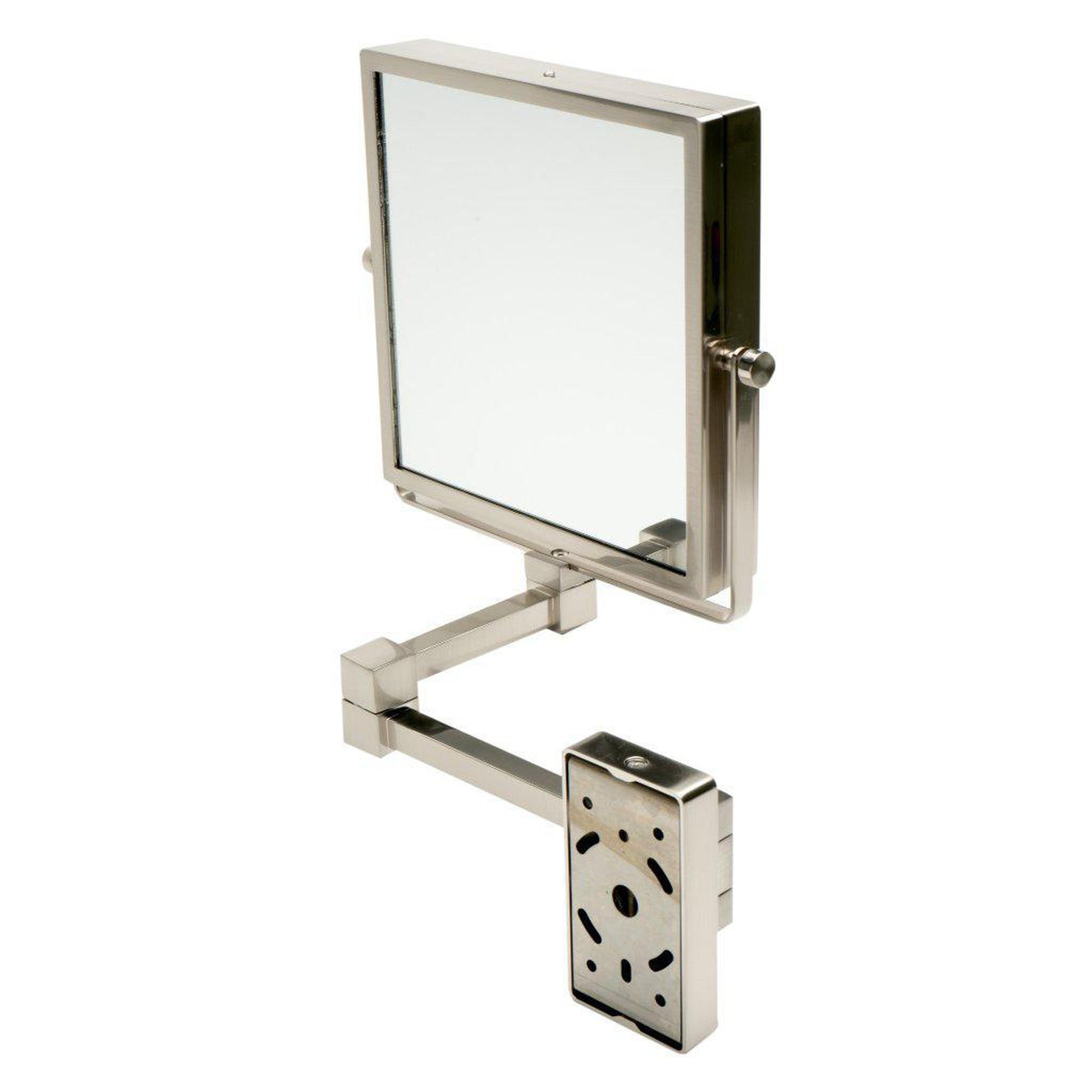 ALFI Brand ABM8WS-BN 8" Brushed Nickel Wall-Mounted Square 5x Magnifying Cosmetic Mirror