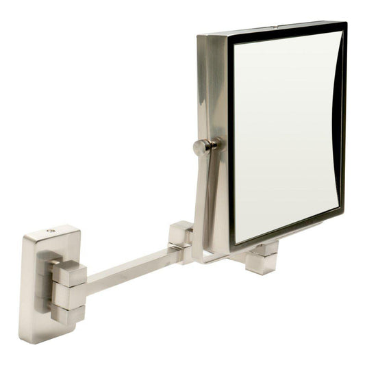 ALFI Brand ABM8WS-BN 8" Brushed Nickel Wall-Mounted Square 5x Magnifying Cosmetic Mirror