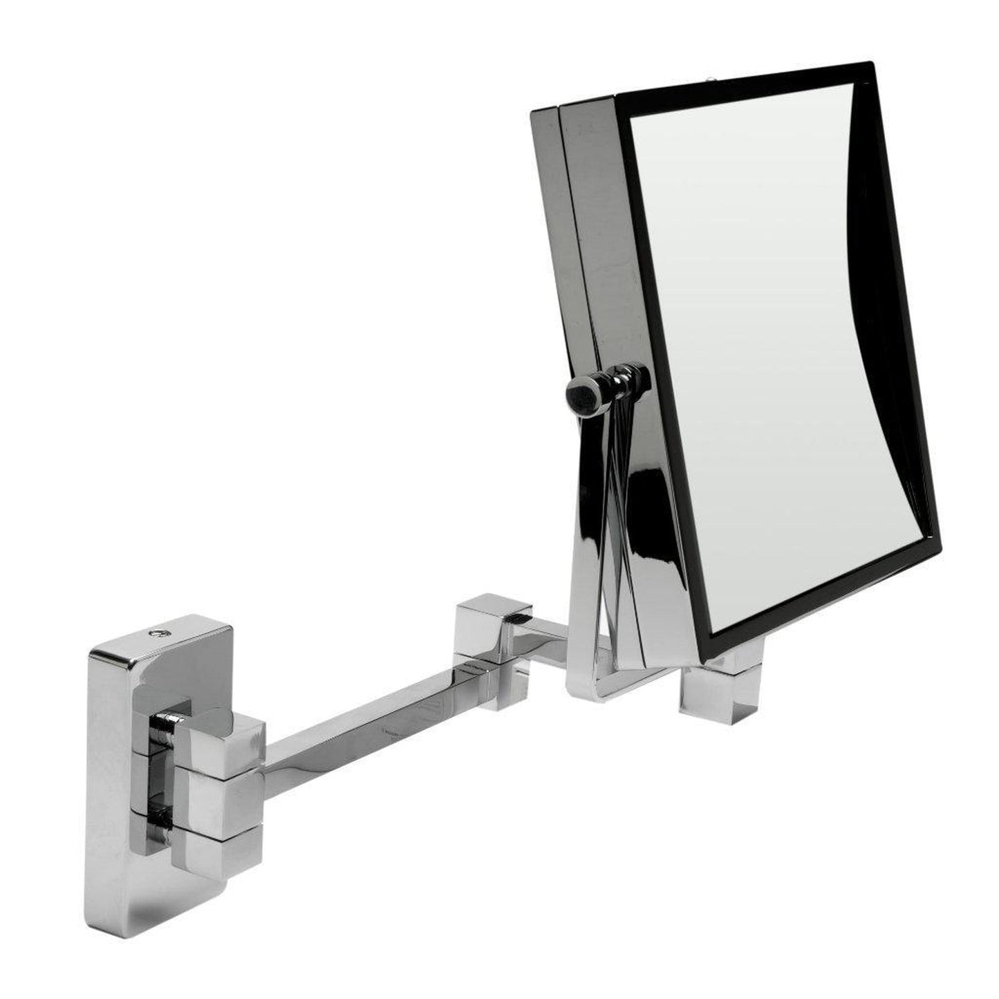 ALFI Brand ABM8WS-PC 8" Polished Chrome Wall-Mounted Square 5x Magnifying Cosmetic Mirror