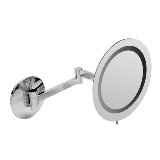 ALFI Brand ABM9WLED-PC 9" Polished Chrome Wall-Mounted Round 5x Magnifying Cosmetic Mirror With Light