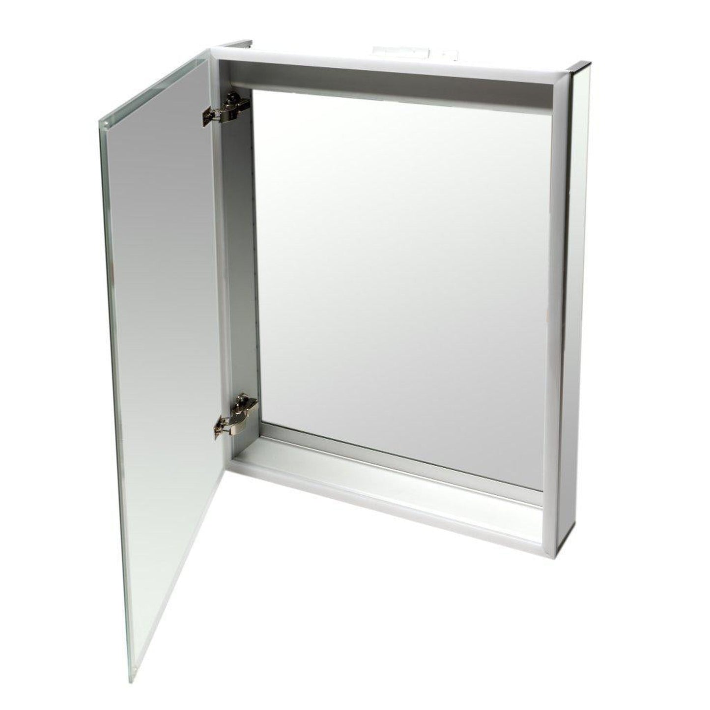 ALFI Brand ABMC2432 24" x 32" LED Lighted Hinged Single Door Framed Mirror Medicine Cabinet With Tempered Glass Shelves