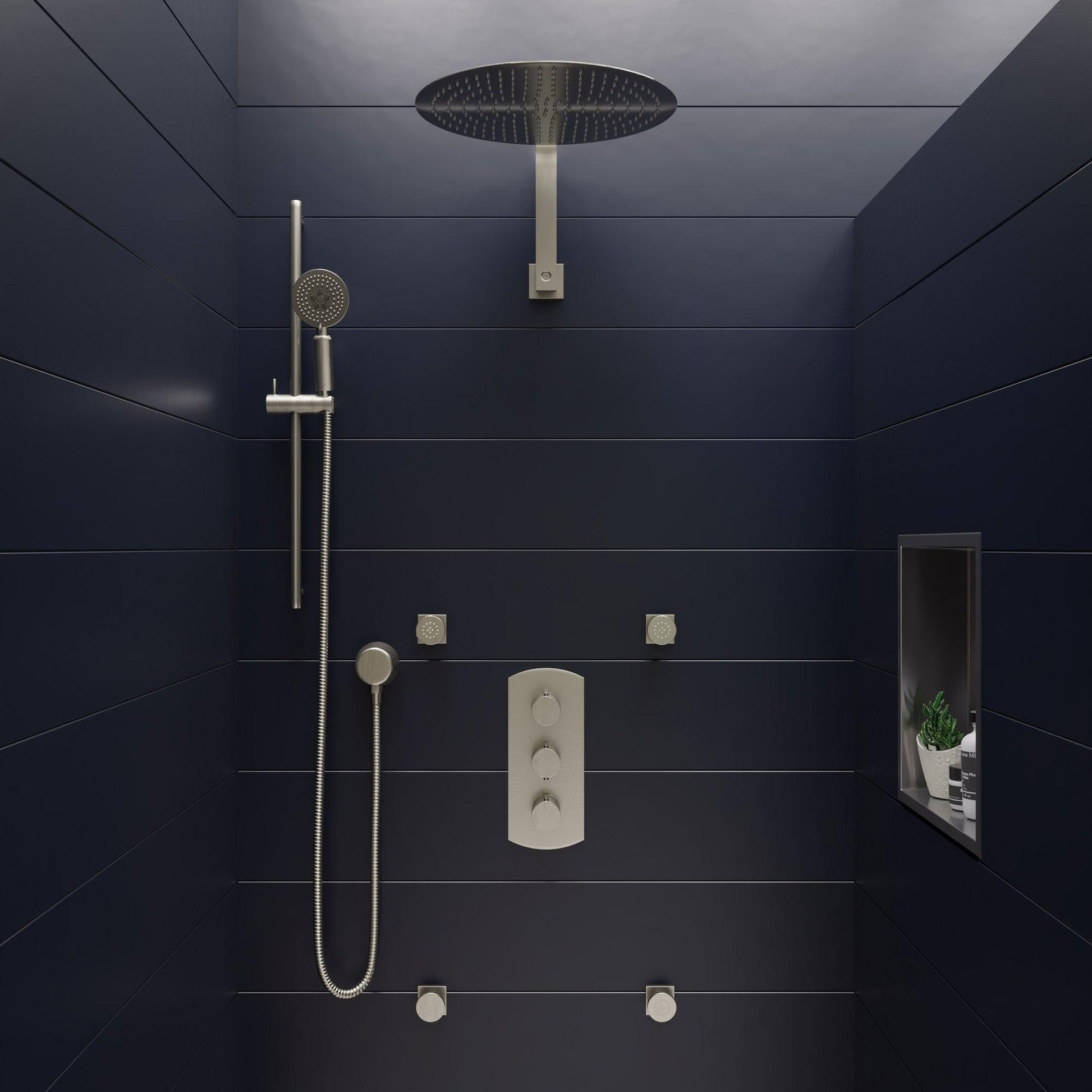ALFI Brand ABN1616-BSS 16" Brushed Stainless Steel Square Single Shelf Bath Shower Niche