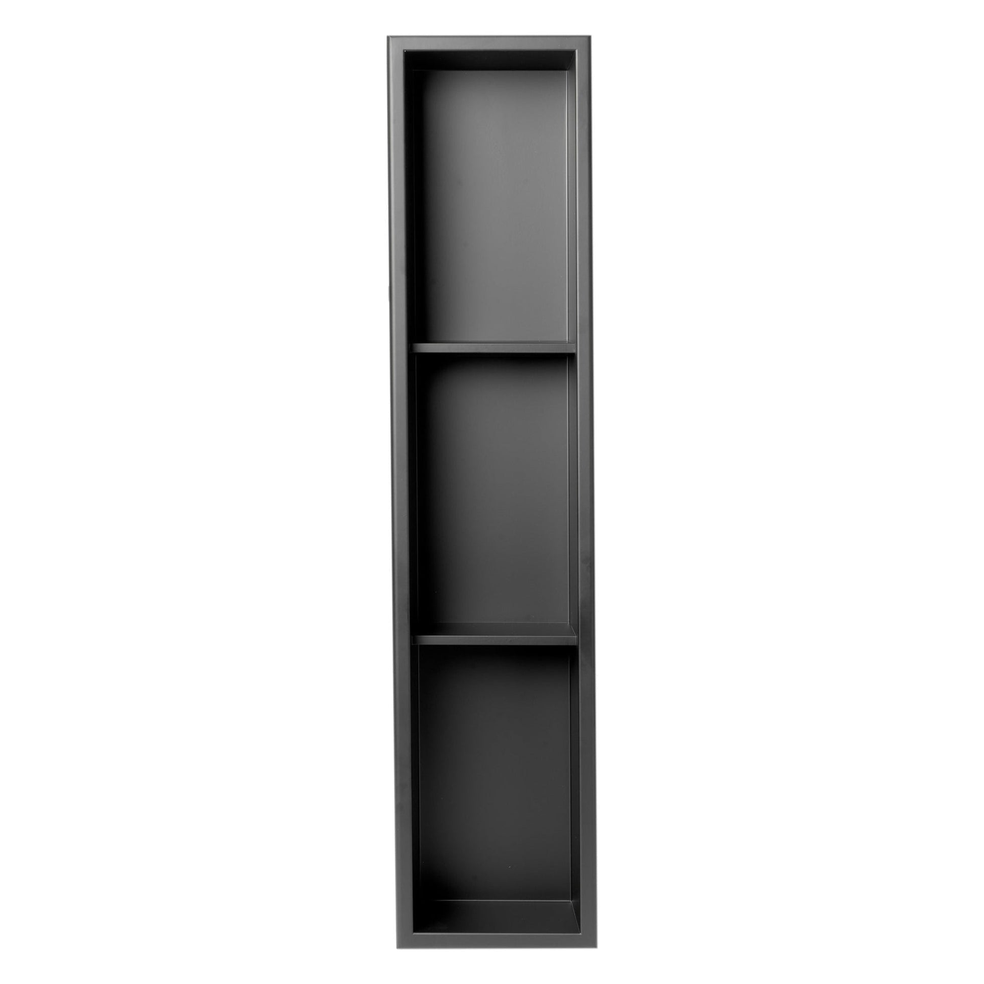 ALFI Brand ABNC0836-BLA 8" x 36" Black Matte Stainless Steel Rectangle Vertical Triple Shelf Bath Shower Niche