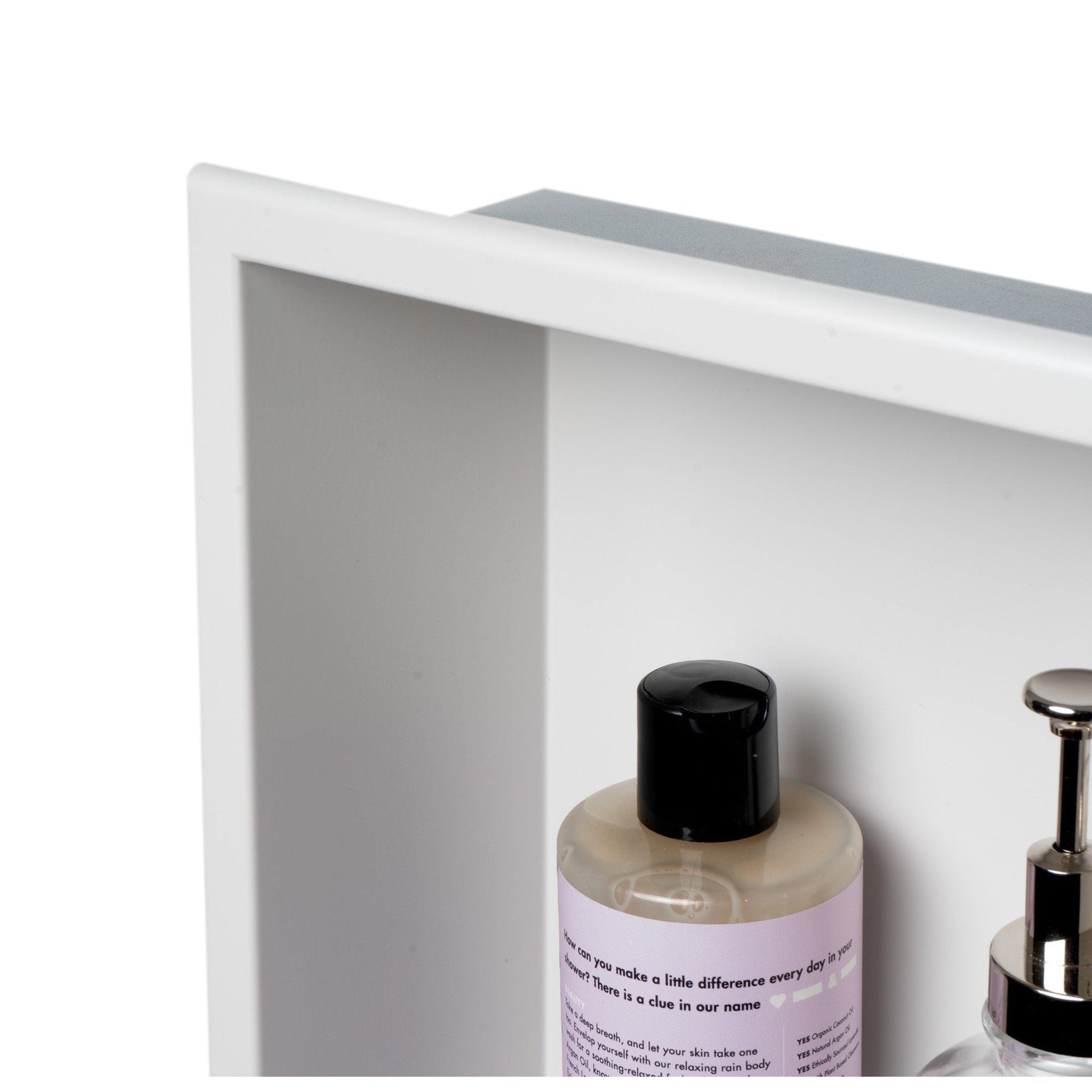 ALFI Brand ABNC1224-W 12" x 24" White Matte Stainless Steel Rectangle Vertical Double Shelf Bath Shower Niche