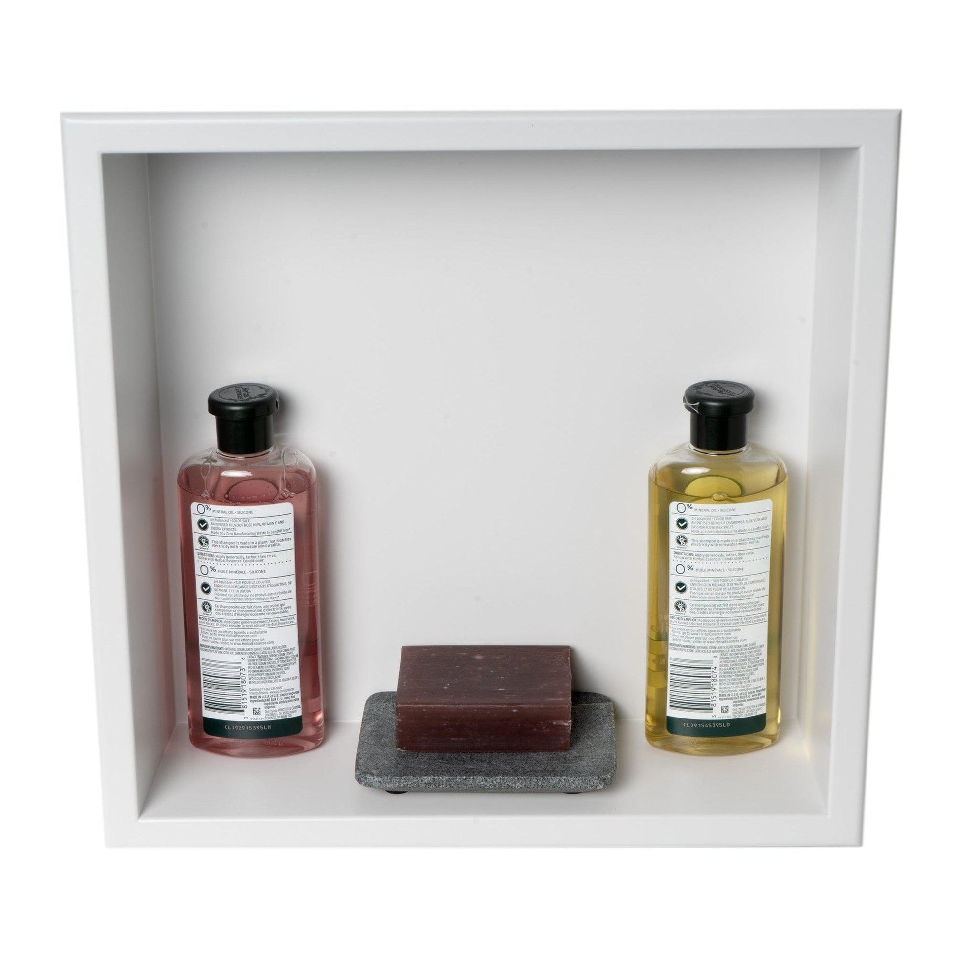 ALFI Brand ABNC1616-W 16" White Matte Stainless Steel Square Single Shelf Bath Shower Niche