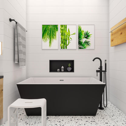 ALFI Brand ABNC2412-BLA 24" x 12" Black Matte Stainless Steel Rectangle Horizontal Single Shelf Bath Shower Niche
