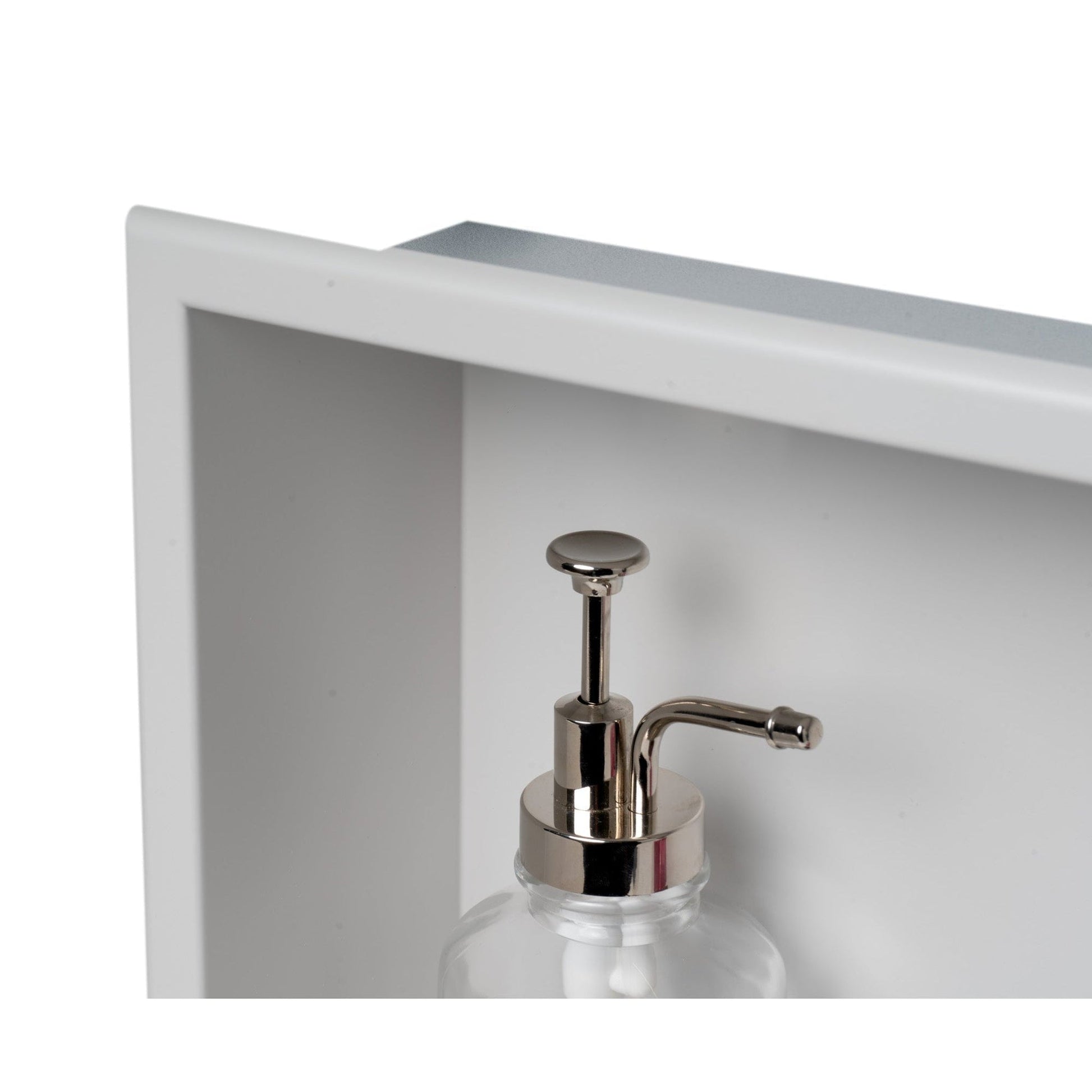 ALFI Brand ABNC2412-W 24" x 12" White Matte Stainless Steel Rectangle Horizontal Single Shelf Bath Shower Niche