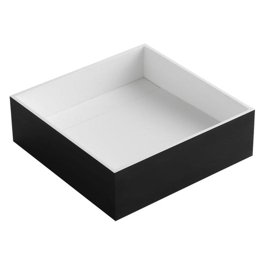ALFI Brand ABRS14SBM 14" Black Matte Square Solid Surface Resin Bathroom Sink With Chrome Drain