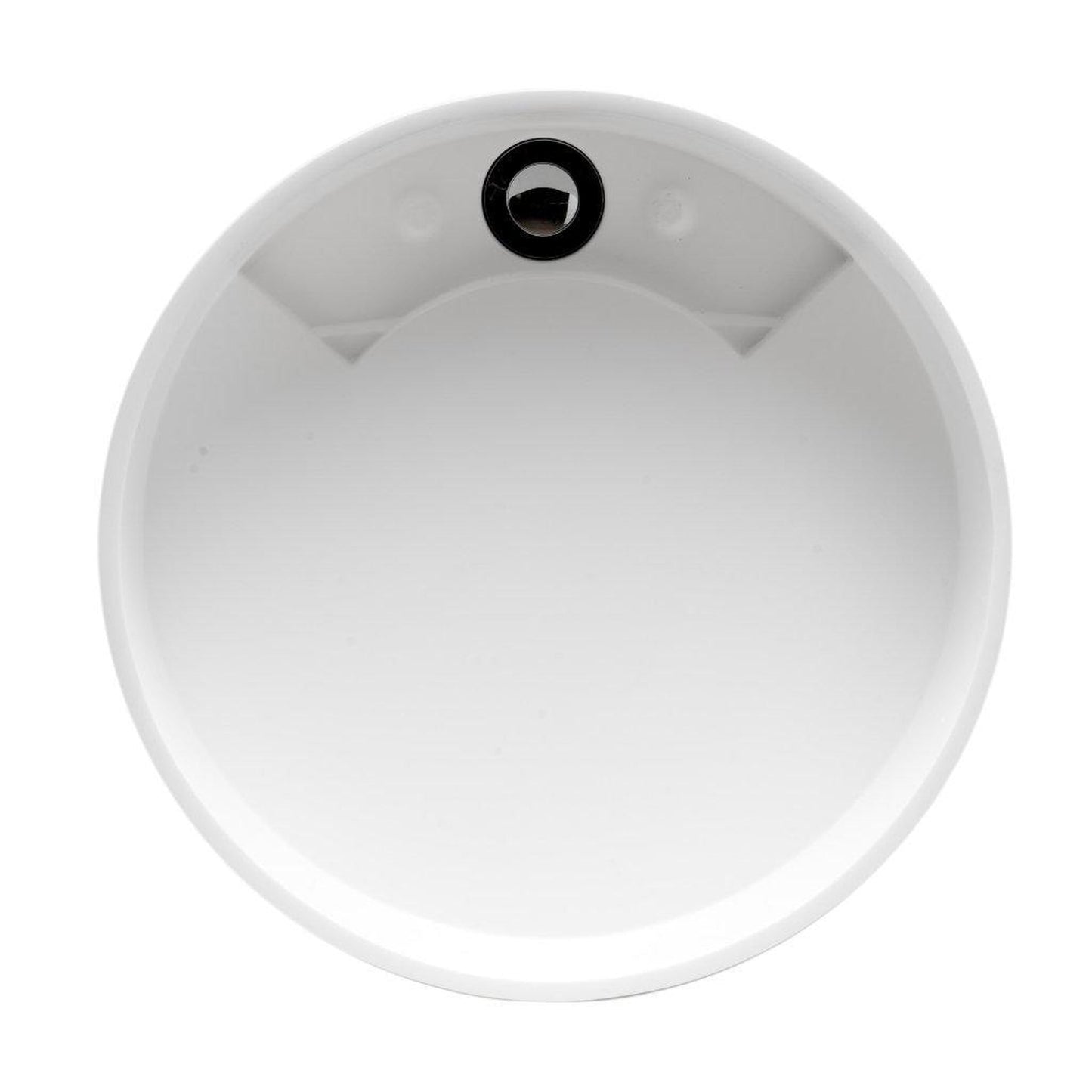 ALFI Brand ABRS15R 15" White Matte Above Mount Round Solid Surface Resin Bathroom Sink With Chrome Drain