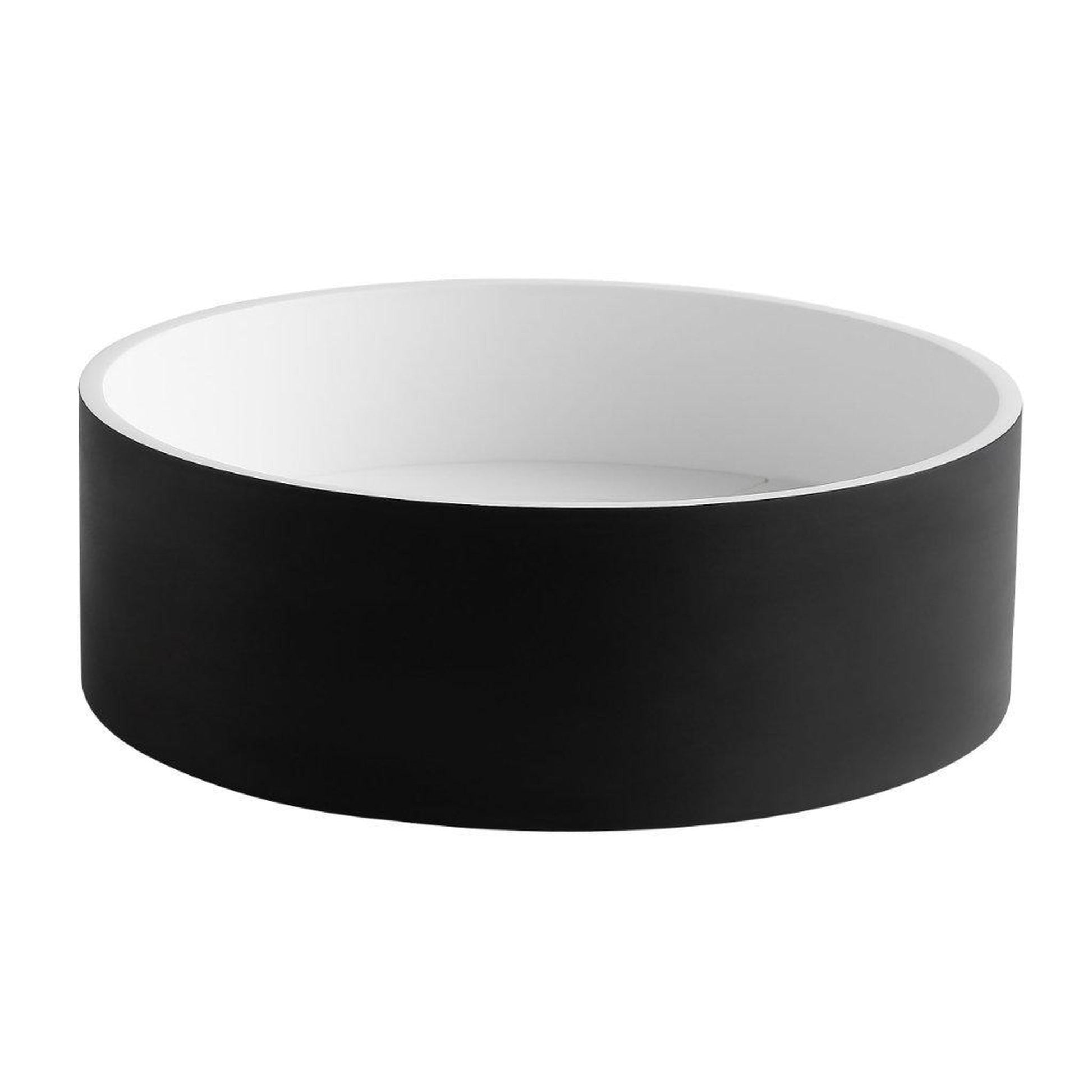 ALFI Brand ABRS15RBM 15" Black Matte Above Mount Round Solid Surface Resin Bathroom Sink With Chrome Drain