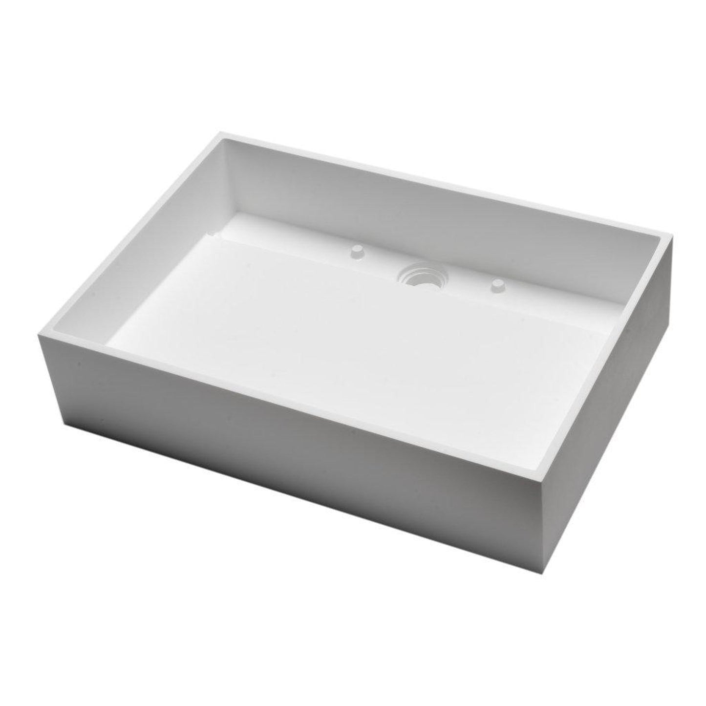 ALFI Brand ABRS2014 20" White Matte Above Mount Rectangle Solid Surface Resin Bathroom Sink With Chrome Drain