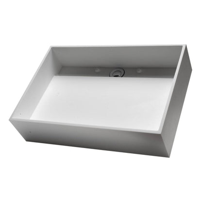 ALFI Brand ABRS2014 20" White Matte Above Mount Rectangle Solid Surface Resin Bathroom Sink With Chrome Drain