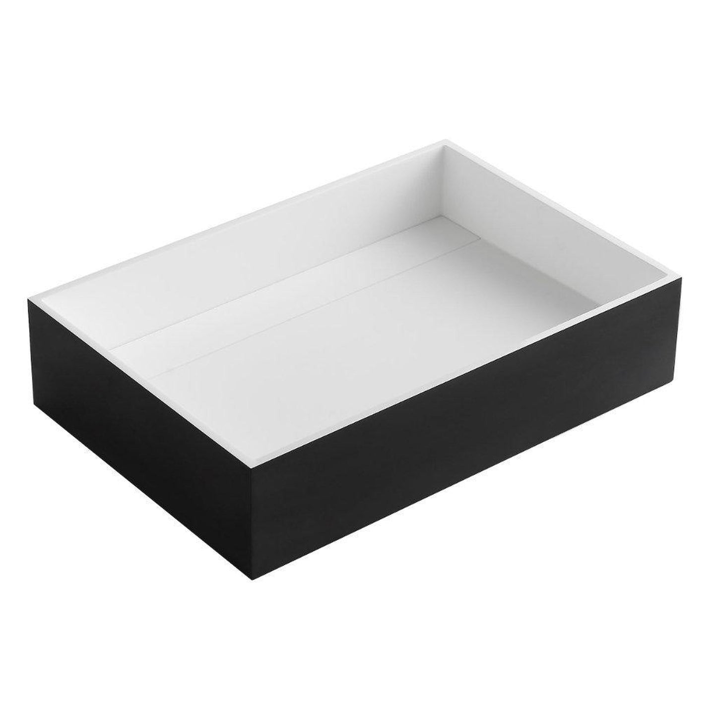 ALFI Brand ABRS2014BM 20" Black Matte Above Mount Rectangle Solid Surface Resin Bathroom Sink With Chrome Drain