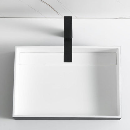 ALFI Brand ABRS2014BM 20" Black Matte Above Mount Rectangle Solid Surface Resin Bathroom Sink With Chrome Drain