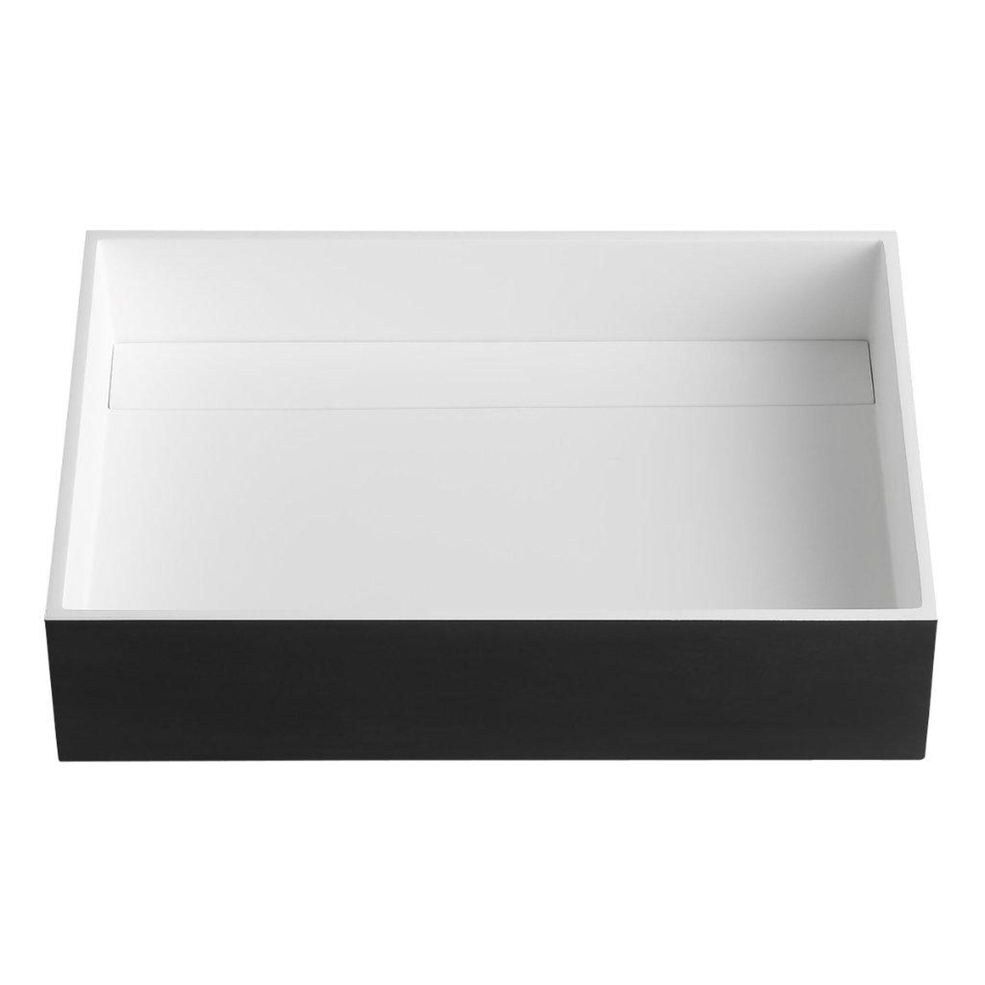 ALFI Brand ABRS2014BM 20" Black Matte Above Mount Rectangle Solid Surface Resin Bathroom Sink With Chrome Drain