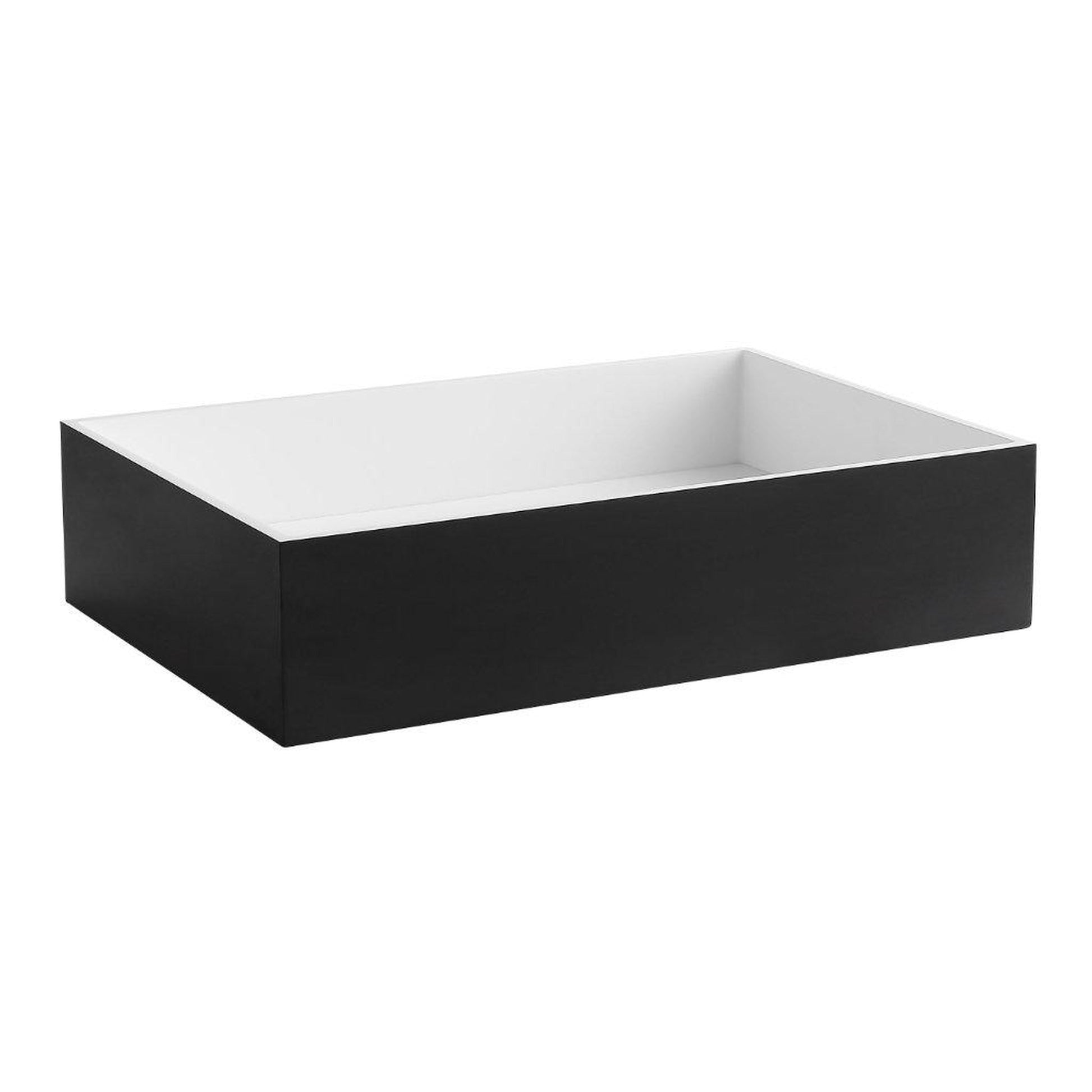 ALFI Brand ABRS2014BM 20" Black Matte Above Mount Rectangle Solid Surface Resin Bathroom Sink With Chrome Drain