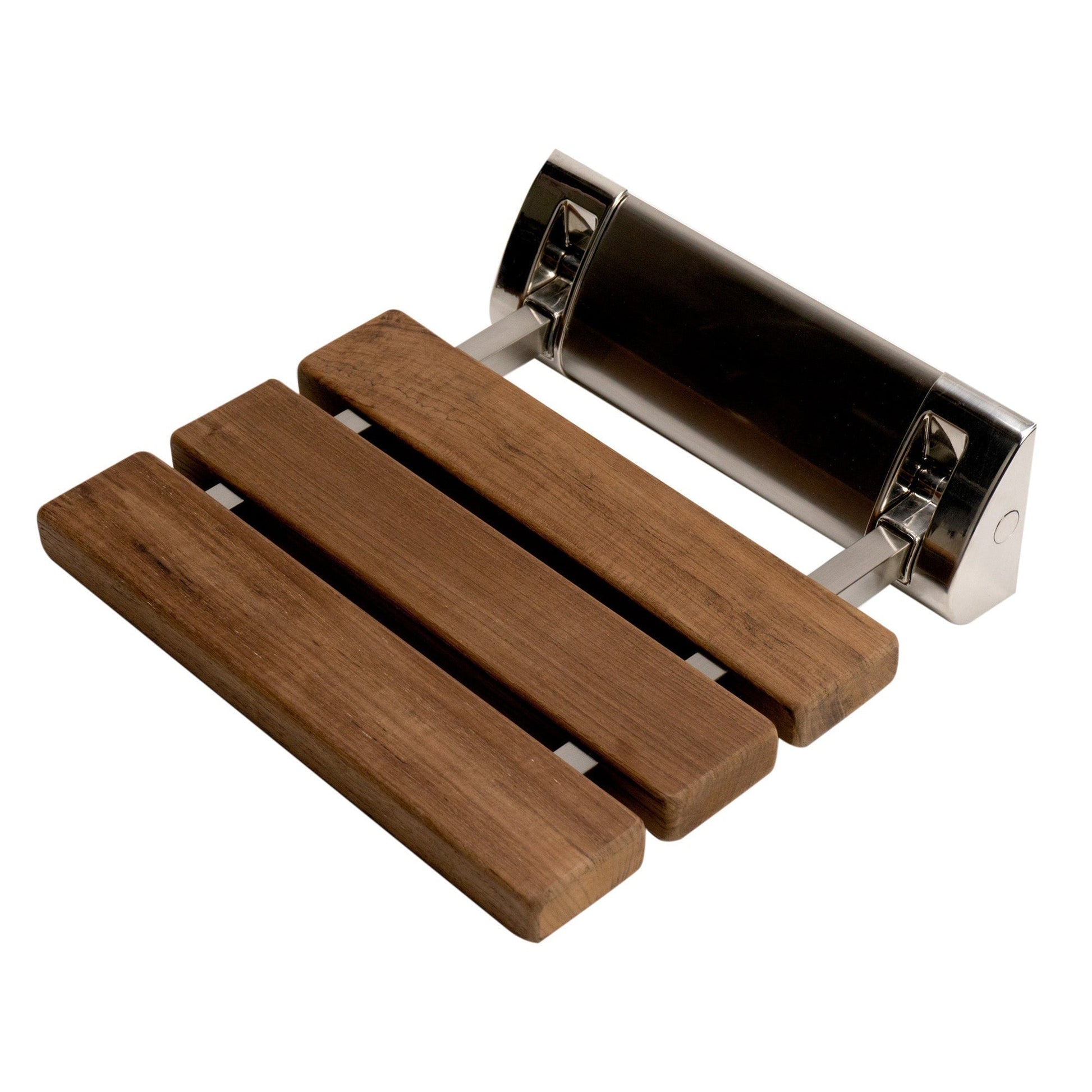 ALFI Brand ABS14-BN 14" Brushed Nickel Folding Teak Wood Shower Seat Bench