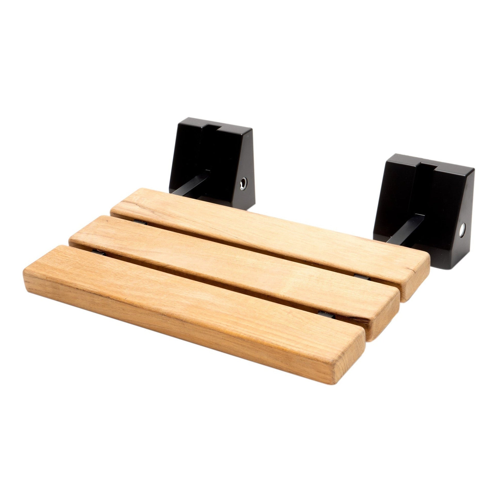 ALFI Brand ABS16S-BM 16" Black Matte Folding Teak Wood Shower Seat Bench