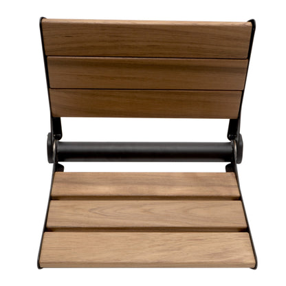 ALFI Brand ABS17-BM 17" Black Matte Folding Teak Wood Shower Seat Bench With Backrest