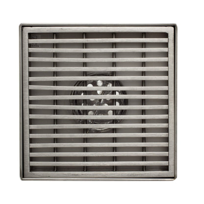 ALFI Brand ABSD55D 5" Brushed Stainless Steel Square Shower Drain With Groove Lines