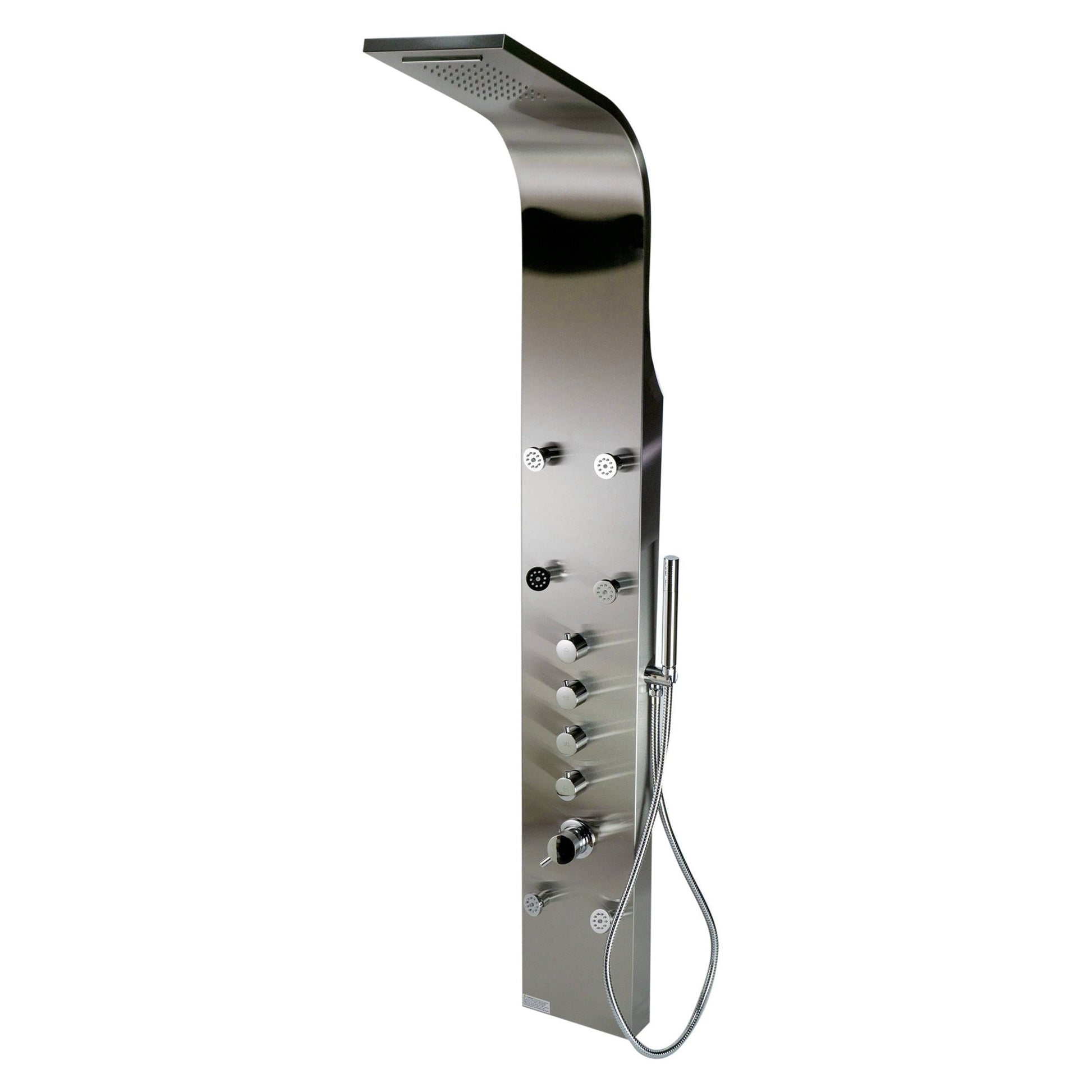 ALFI Brand ABSP40 Brushed Stainless Steel Rectangle Shower Panel With 6 Body Sprays