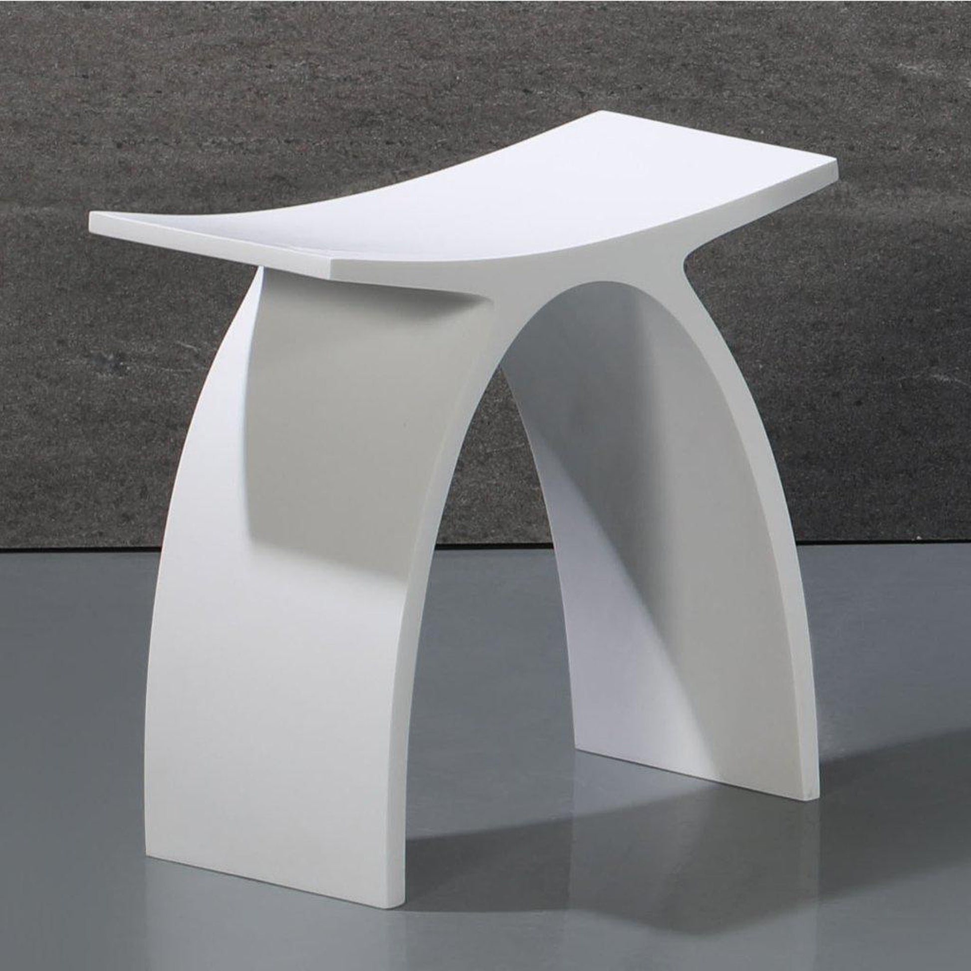 ALFI Brand ABST77 White Arched Matte Solid Surface Resin Bathroom/Shower Stool