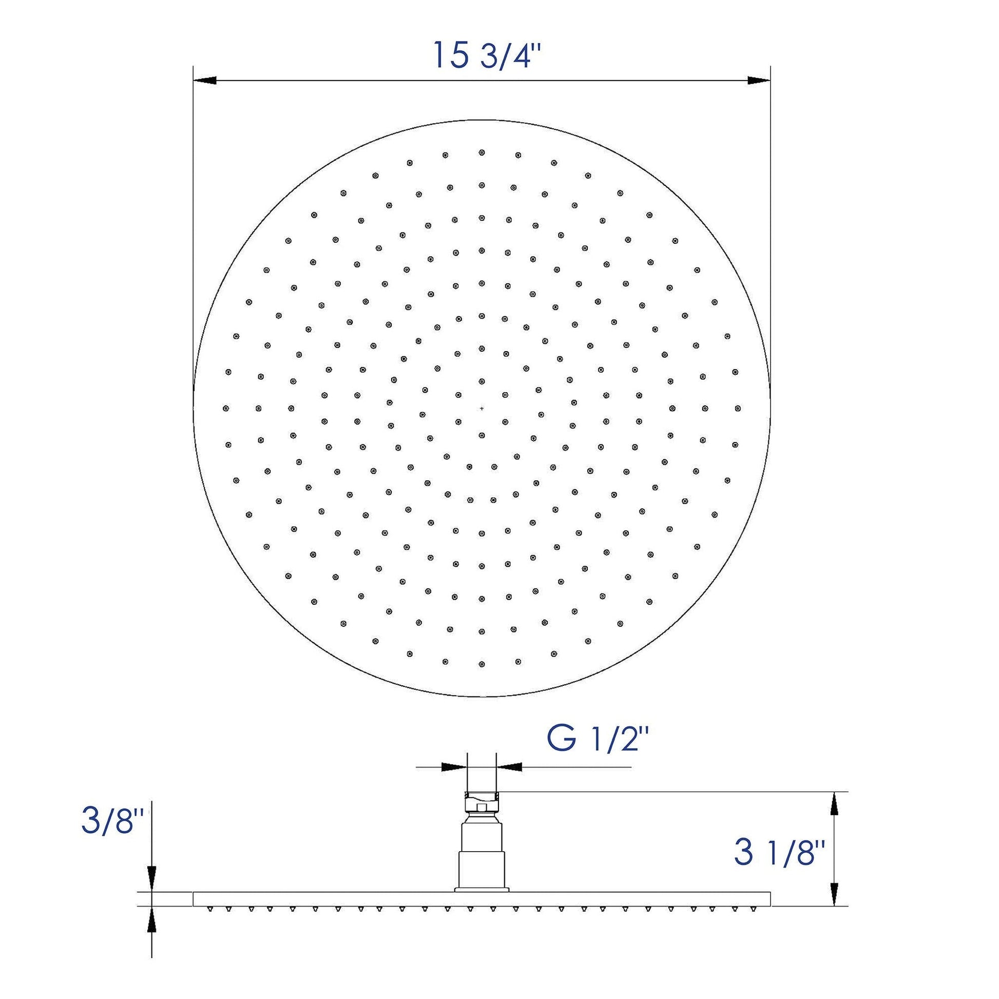 ALFI Brand LED16R-PC 16" Round Polished Chrome Wall or Ceiling Mounted Multi Color LED Rain Brass Shower Head