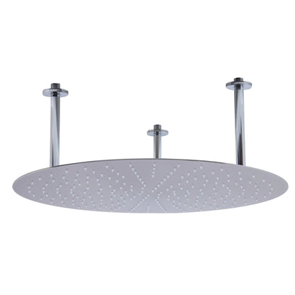 ALFI Brand RAIN24R-BSS 24" Round Solid Brushed Stainless Steel Wall or Ceiling Mounted Ultra Thin Rain Brass Shower Head