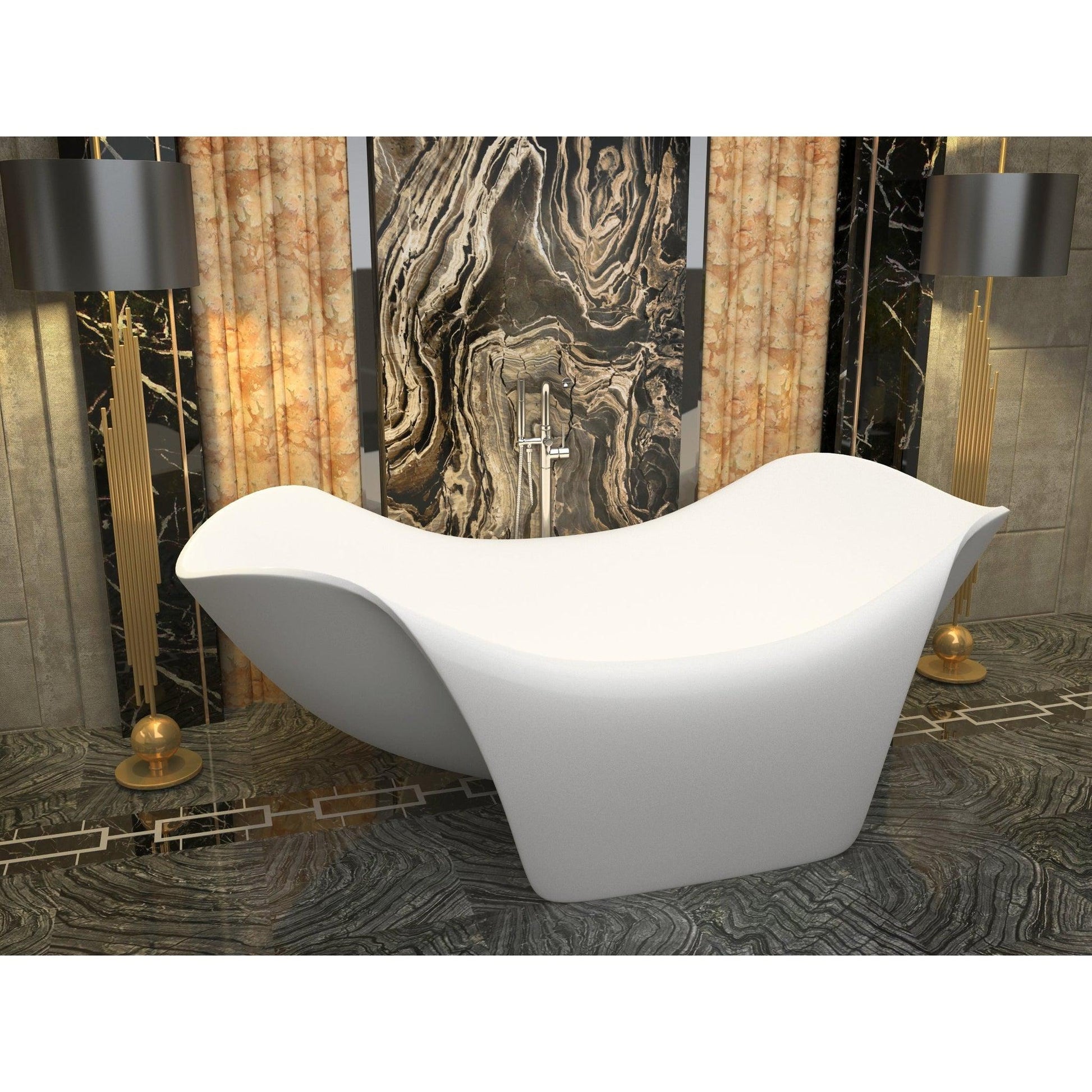 ANZZI Cielo Series 79" x 55" Freestanding Matte White Bathtub