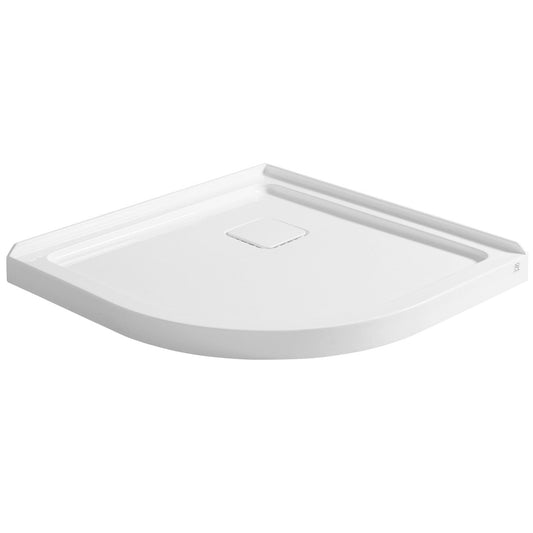 ANZZI Eternity Series 38" x 38" Center Drain Double Threshold White Shower Base With Built-in Tile Flange